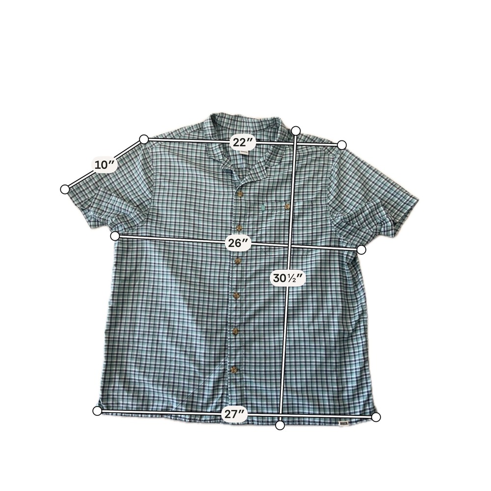 Duluth Trading Co Mens XL Relaxed Fit Untucked Plaid Short Sleeve Shirt Green - Picture 3 of 8